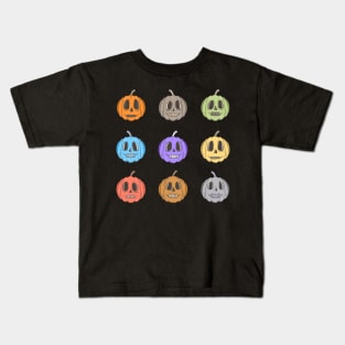 Colorful Halloween pumpkin Day of the Dead Candy Skulls Kids T-Shirt